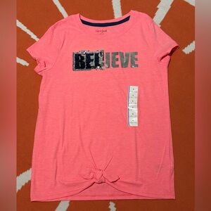 Cat & Jack Pink 'Believe' Knot T-Shirt